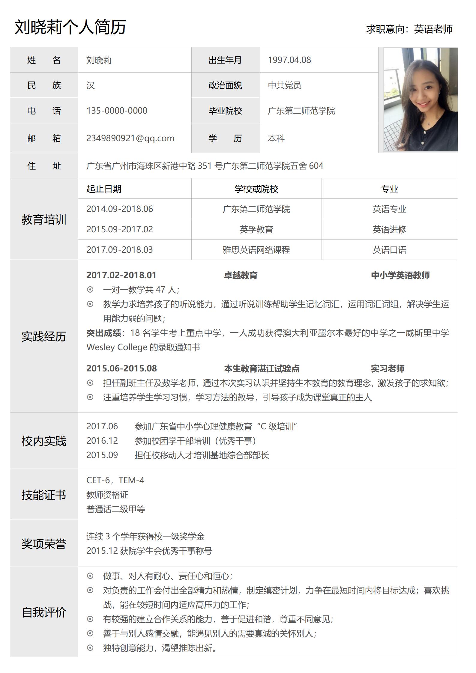 求职者必备简历表格模板