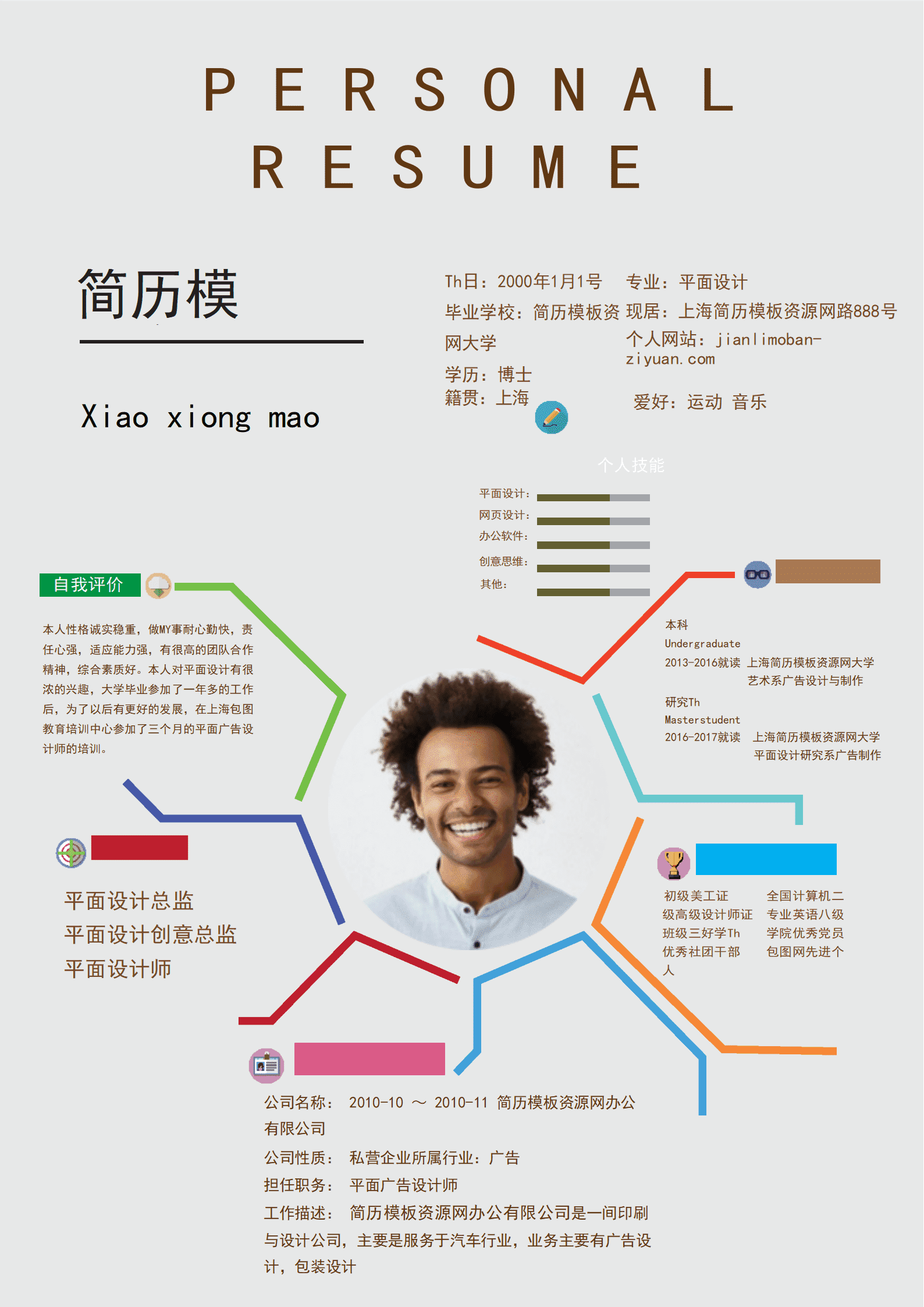 个性创意设计师word简历模板