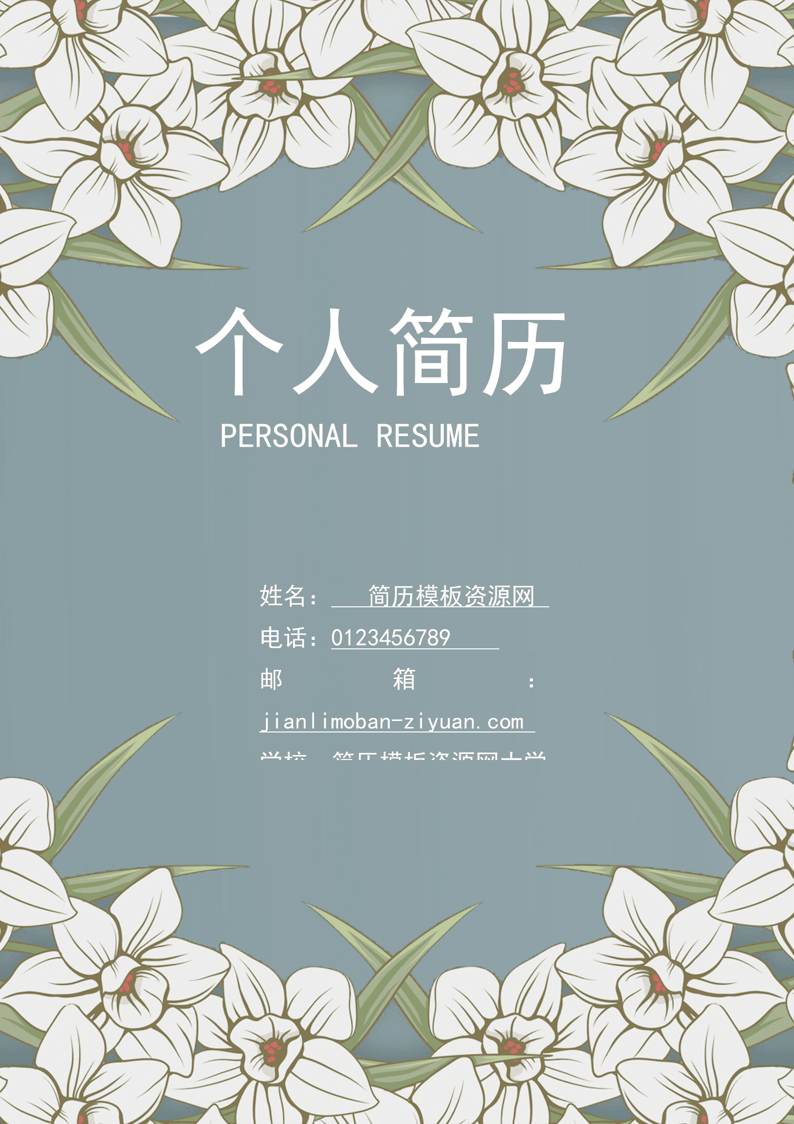 成套简历清新花纹个人简历word简历模板