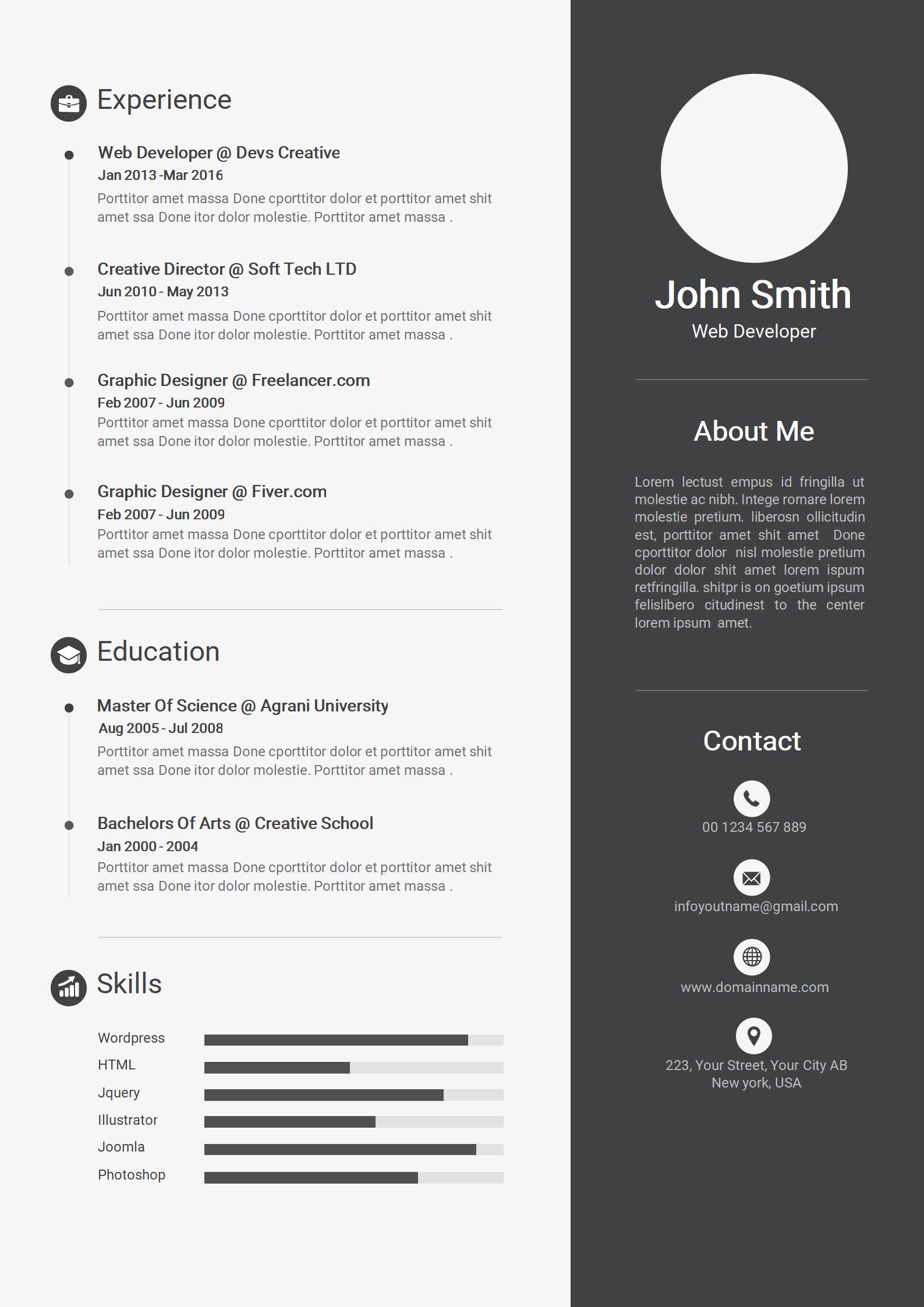 免费校园英文简历模板（青春色彩）