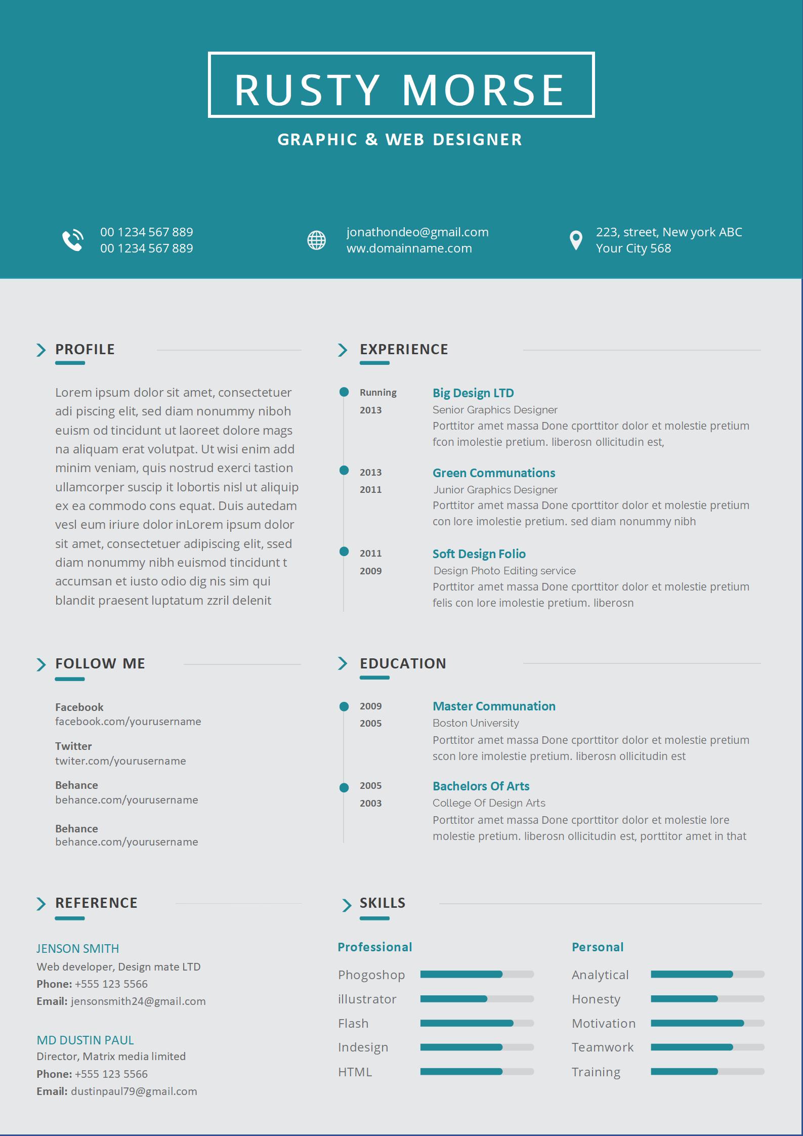 创意无限！免费艺术混搭英文简历模板