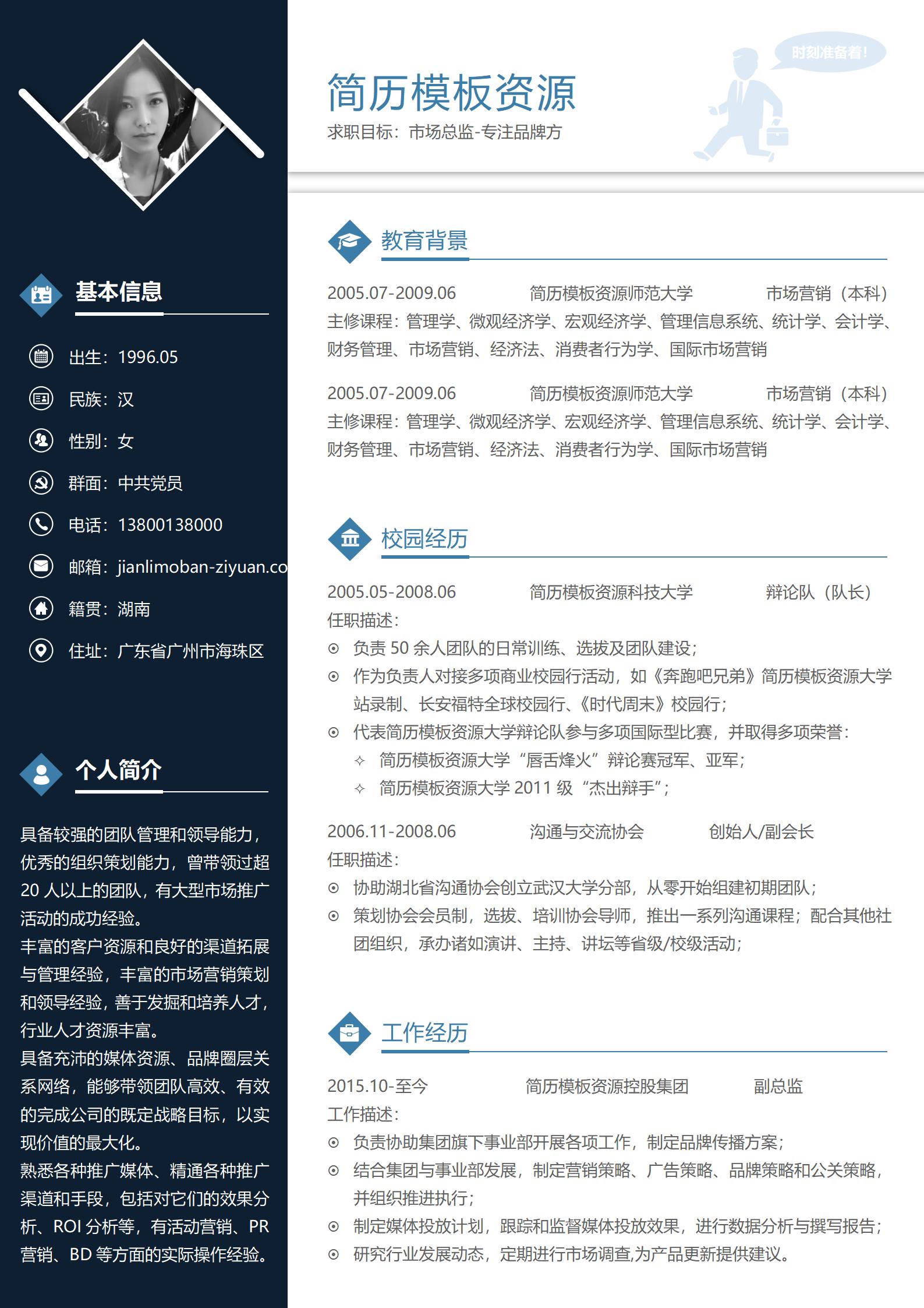 全方位展示的2页免费简历模板