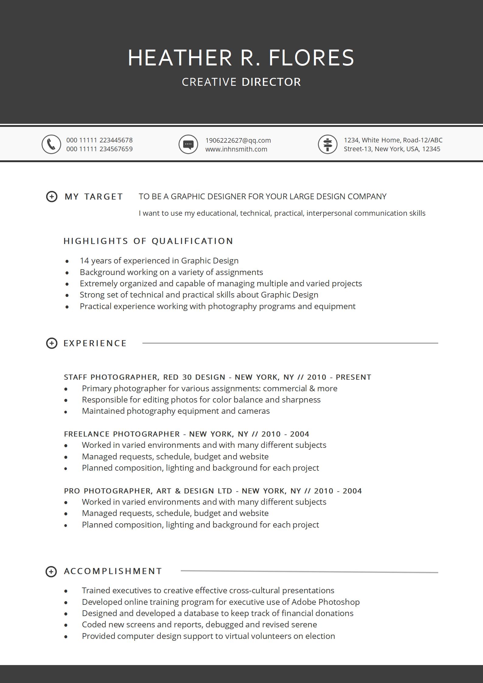 四页英文简历模板免费