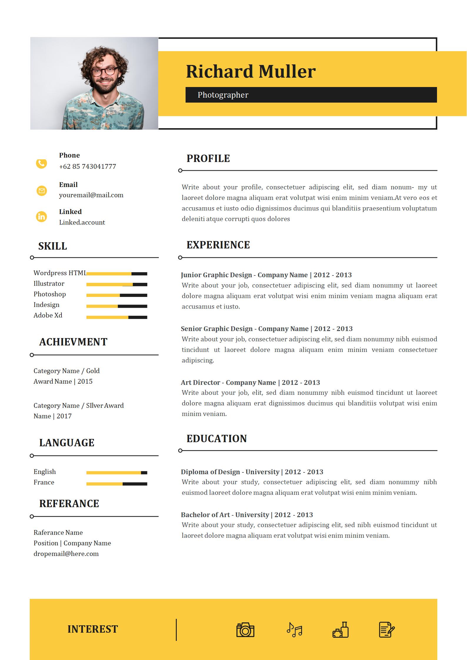 免费活力英文简历模板