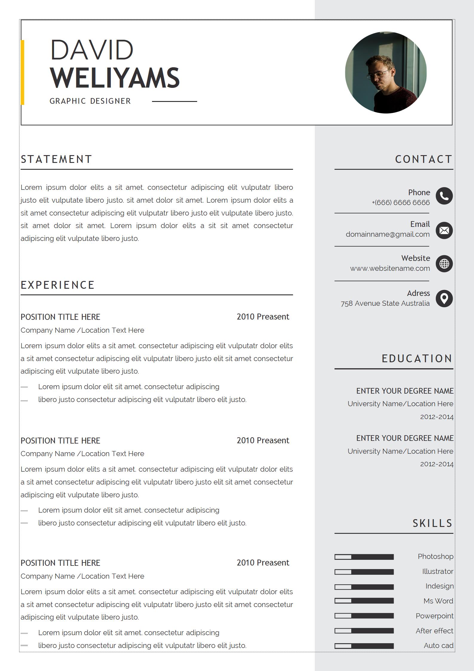 免费可定制吸引力英文简历模板