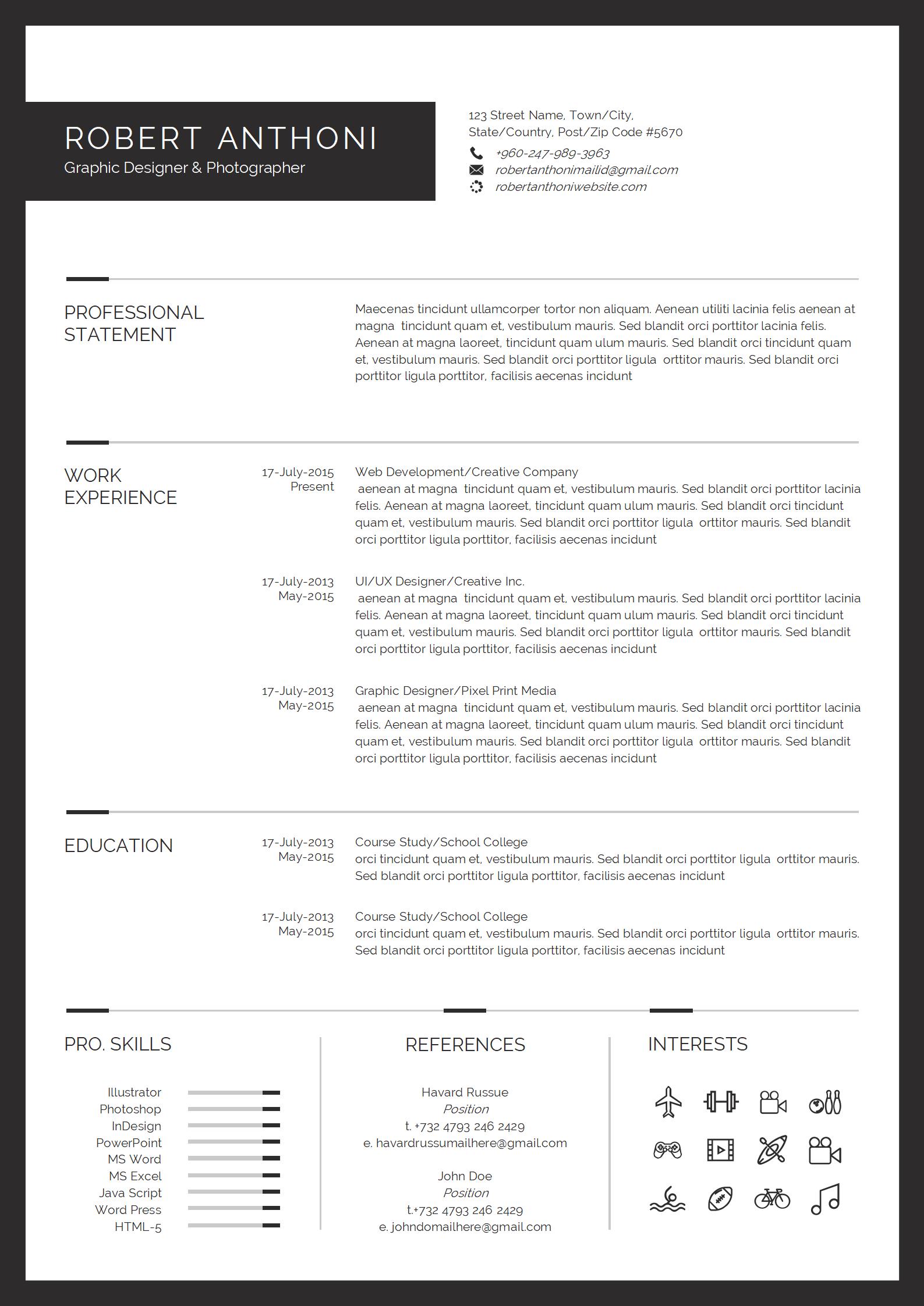 亮眼必备！免费亮色系英文简历模板