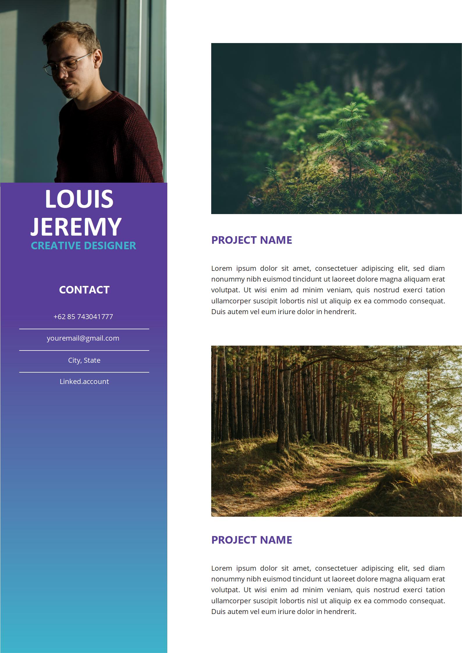 经典蓝免费英文简历模板（简洁版）