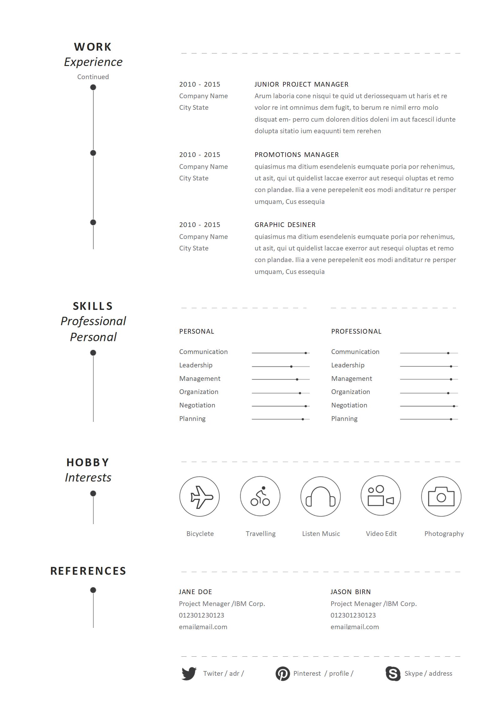 专业版免费英文简历模板（商务蓝）