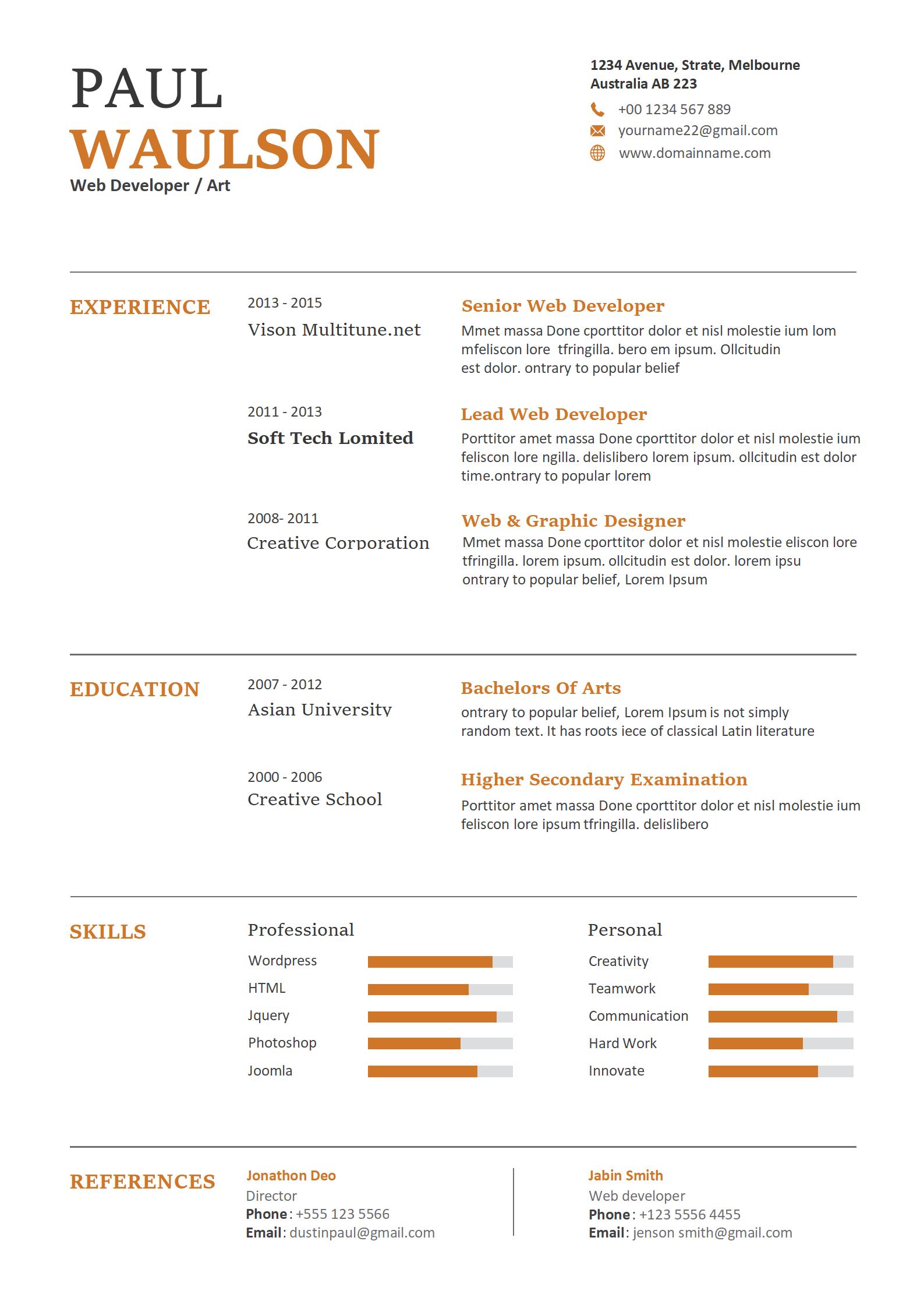 有效沟通！免费交流英文简历模板（和谐色系）