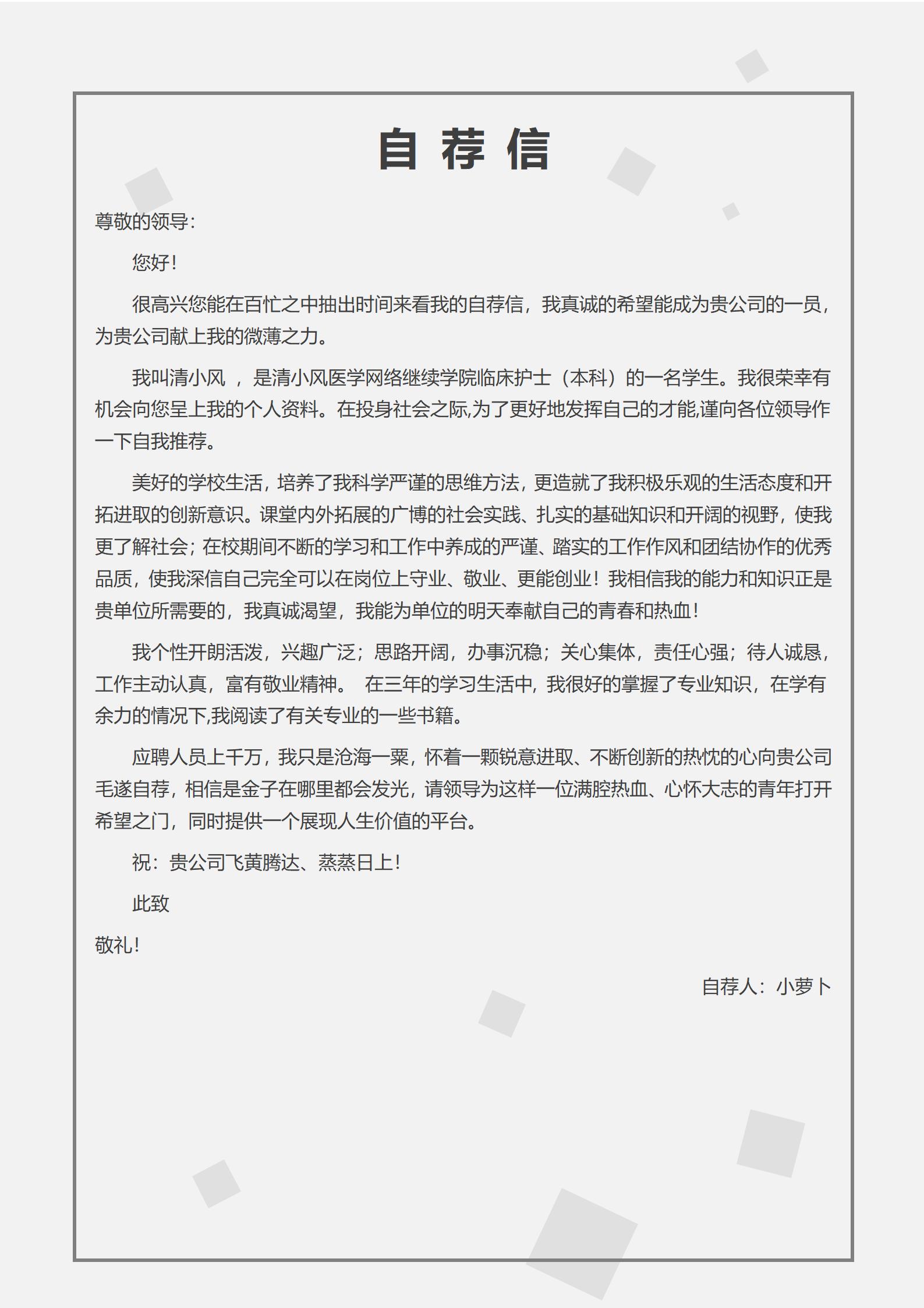 灰色健康护士4页简历样本