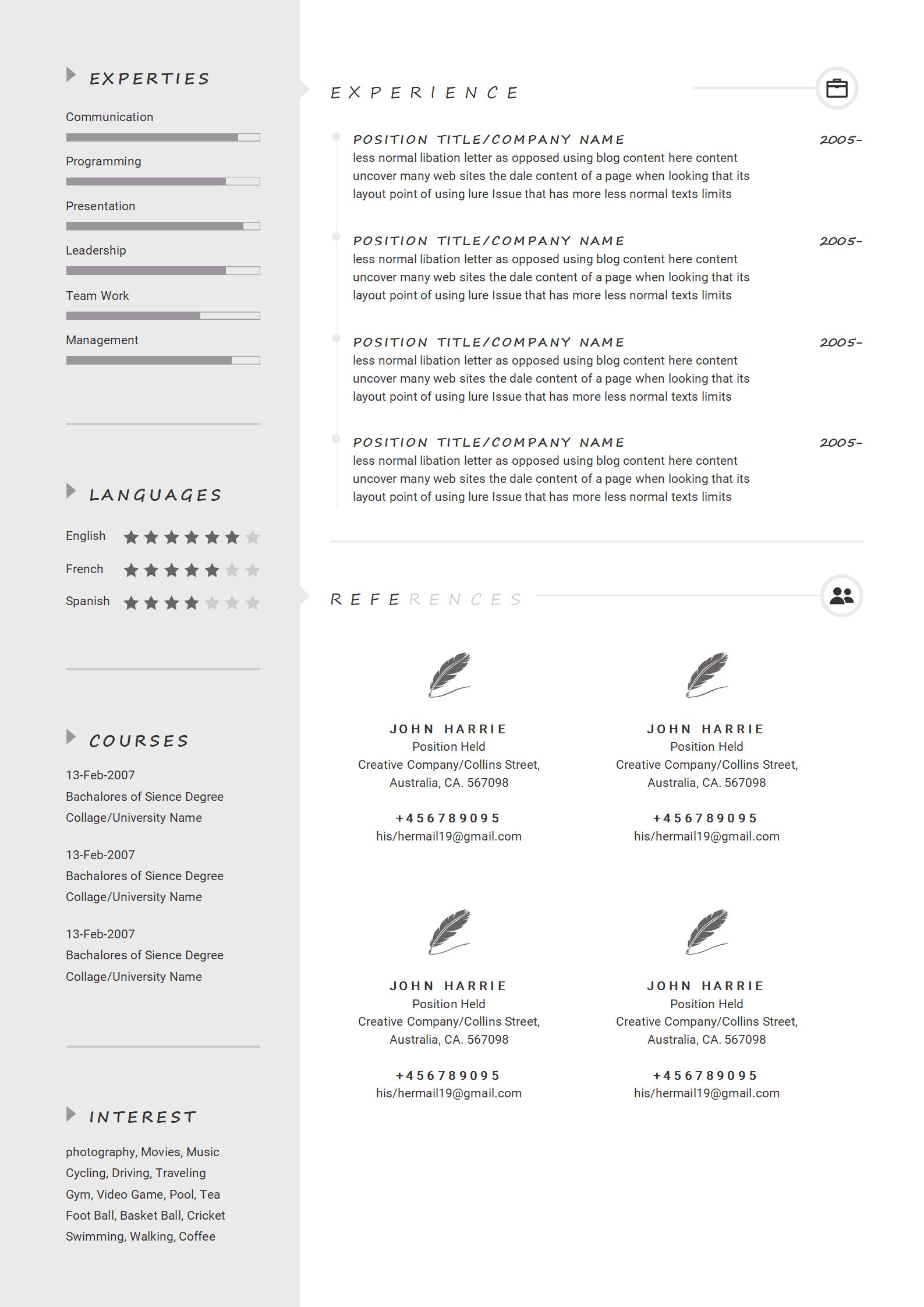 高管风范！免费领导英文简历模板（权威色系）