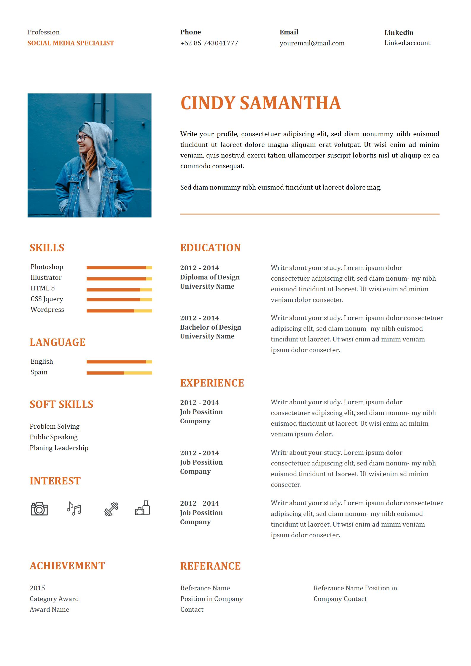 经理免费英文简历模板