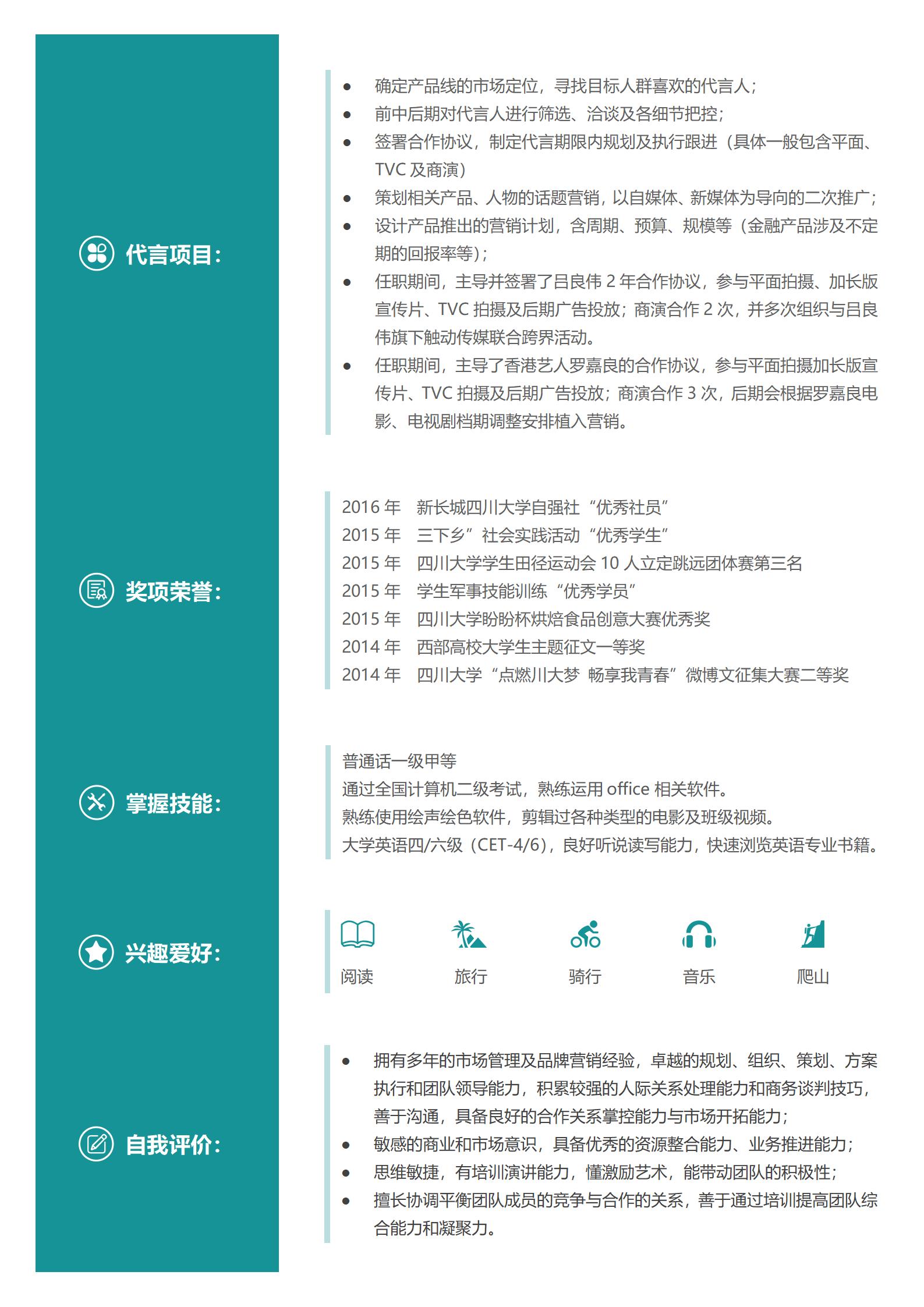 页完整版专业求职简历模板