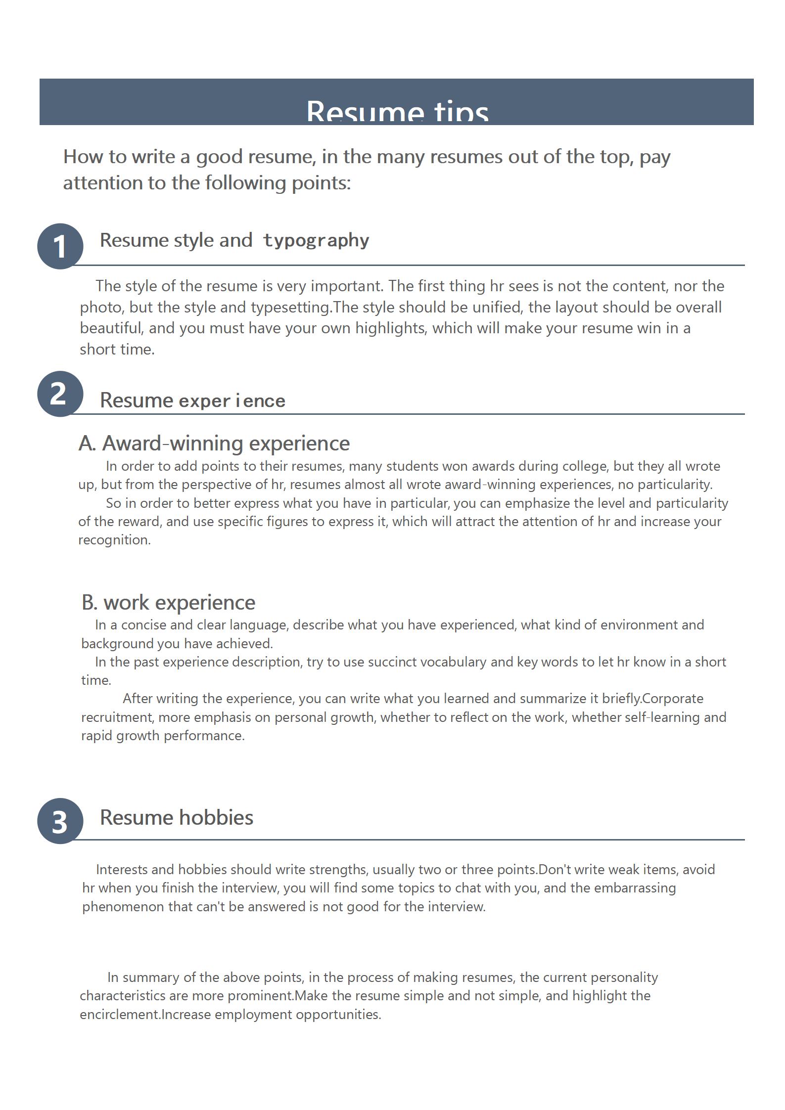 国际化职业英文简历模板