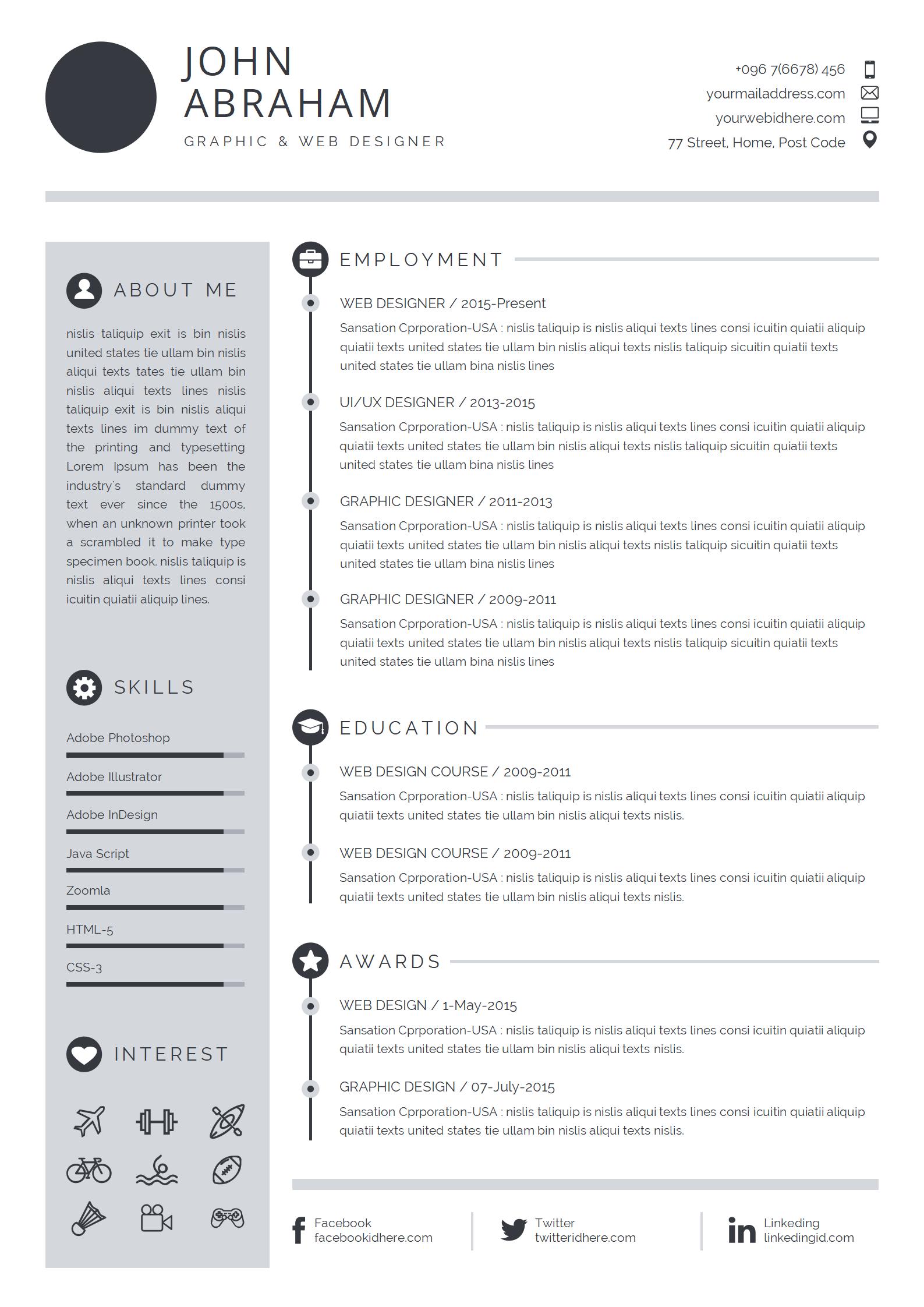 求职神器！免费多彩拼接英文简历模板