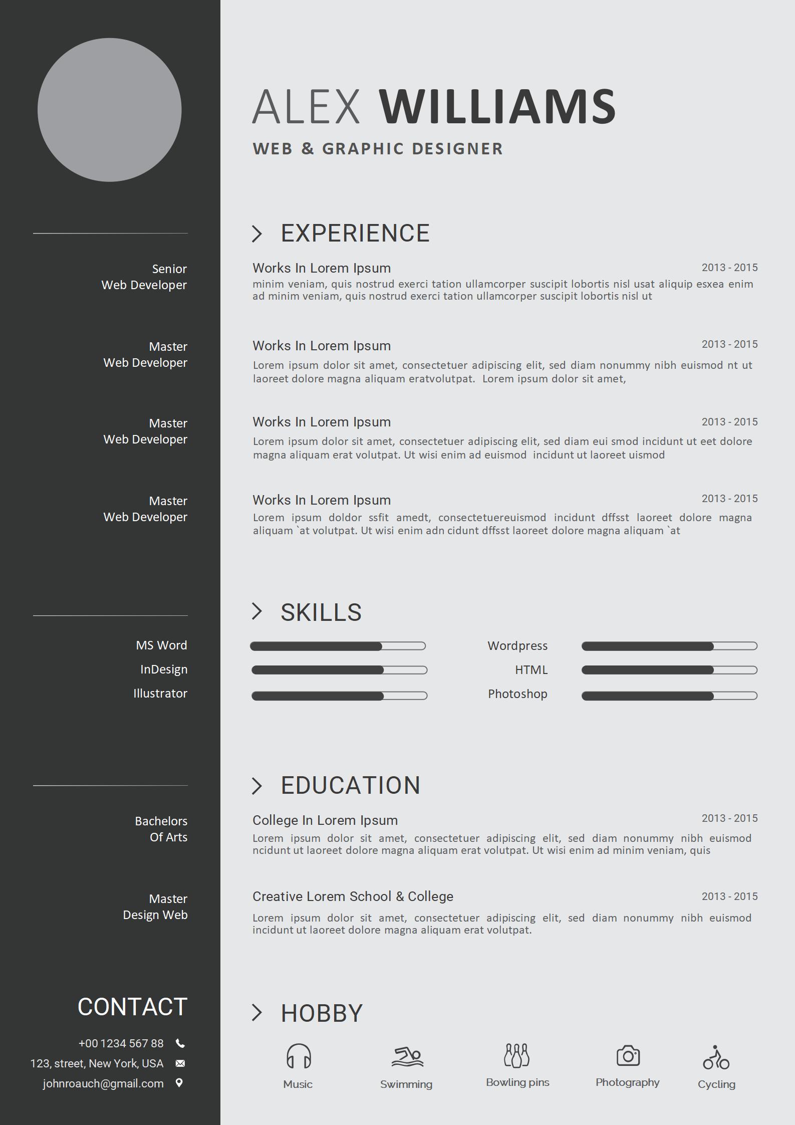 免费炫彩潮流英文简历模板