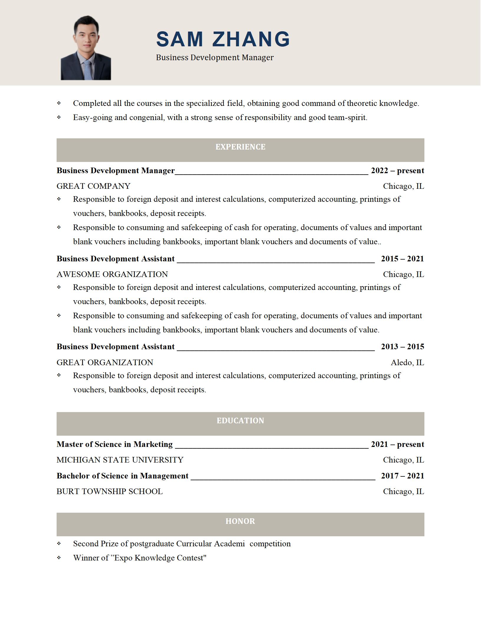 必备简约免费英文简历模板