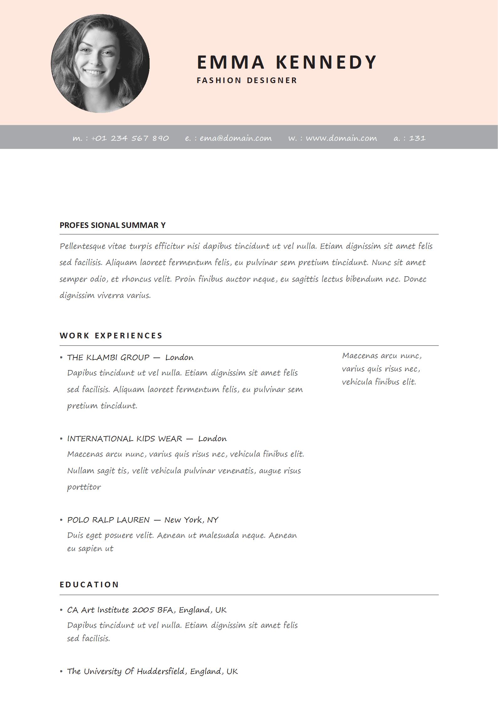 免费综合版英文简历模板