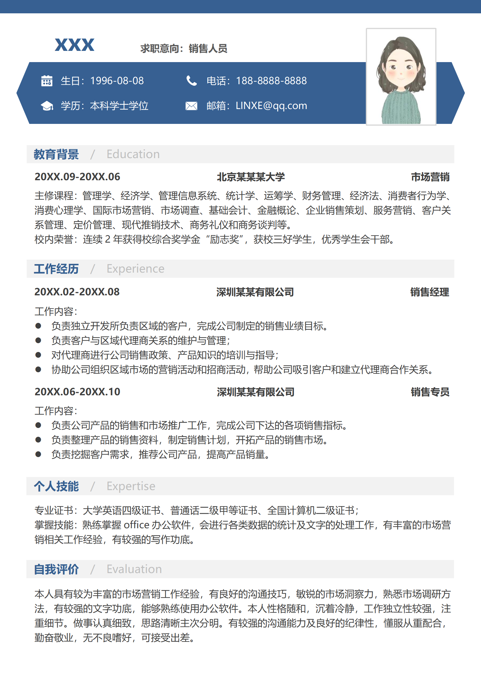 销售战略规划简历模板