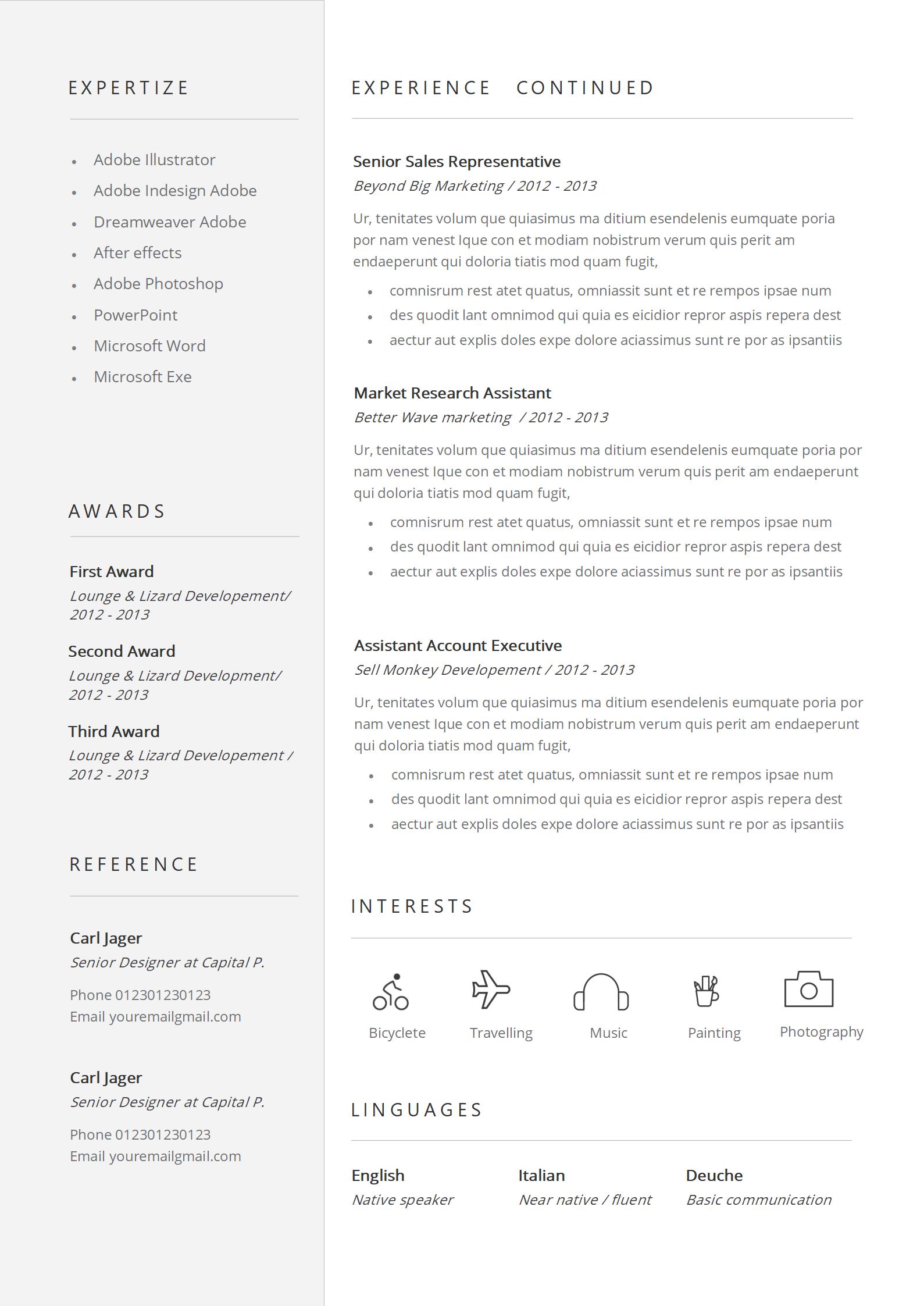 免费医疗英文简历模板（治愈系蓝）