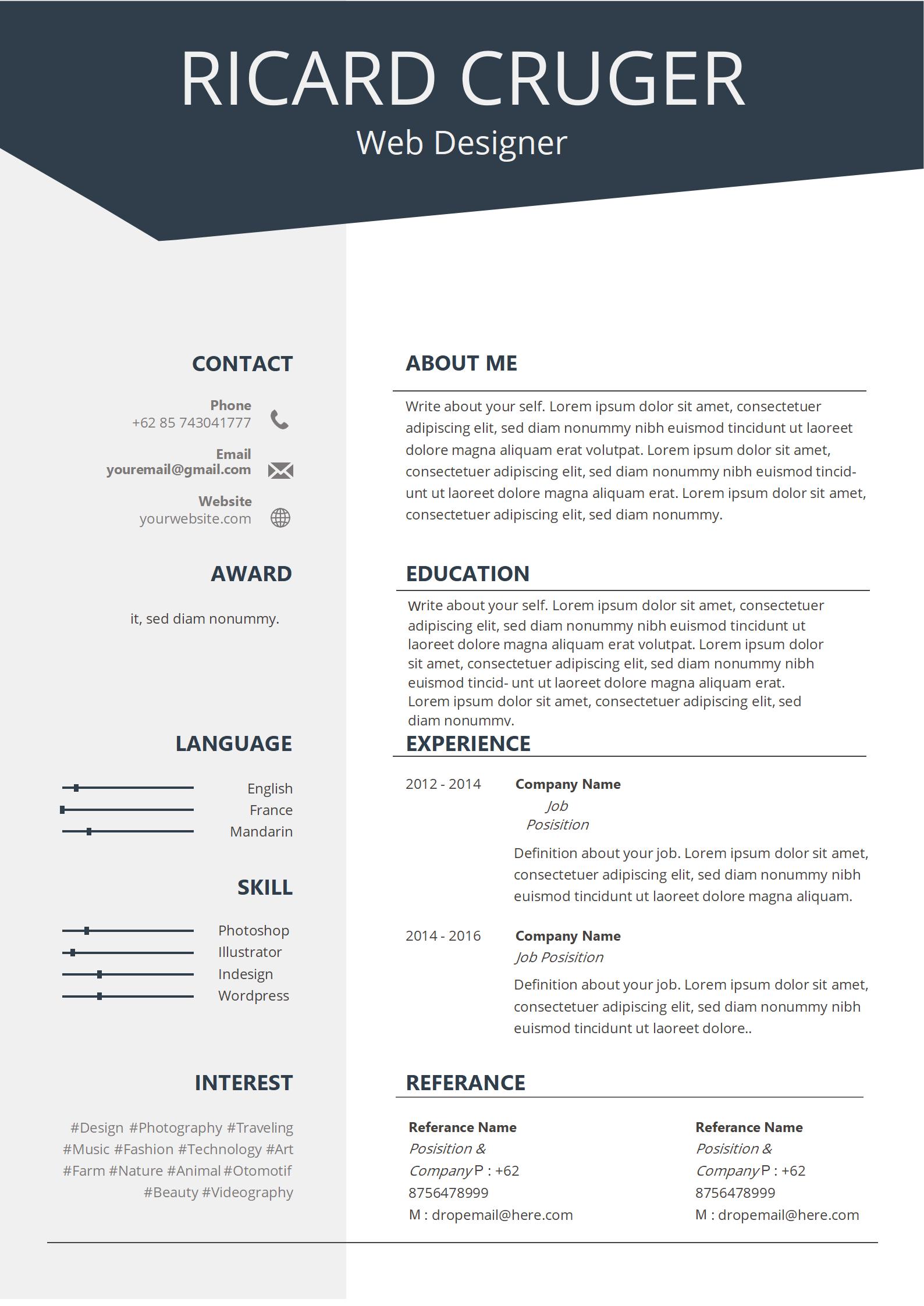 优雅免费英文简历模板（柔美风）