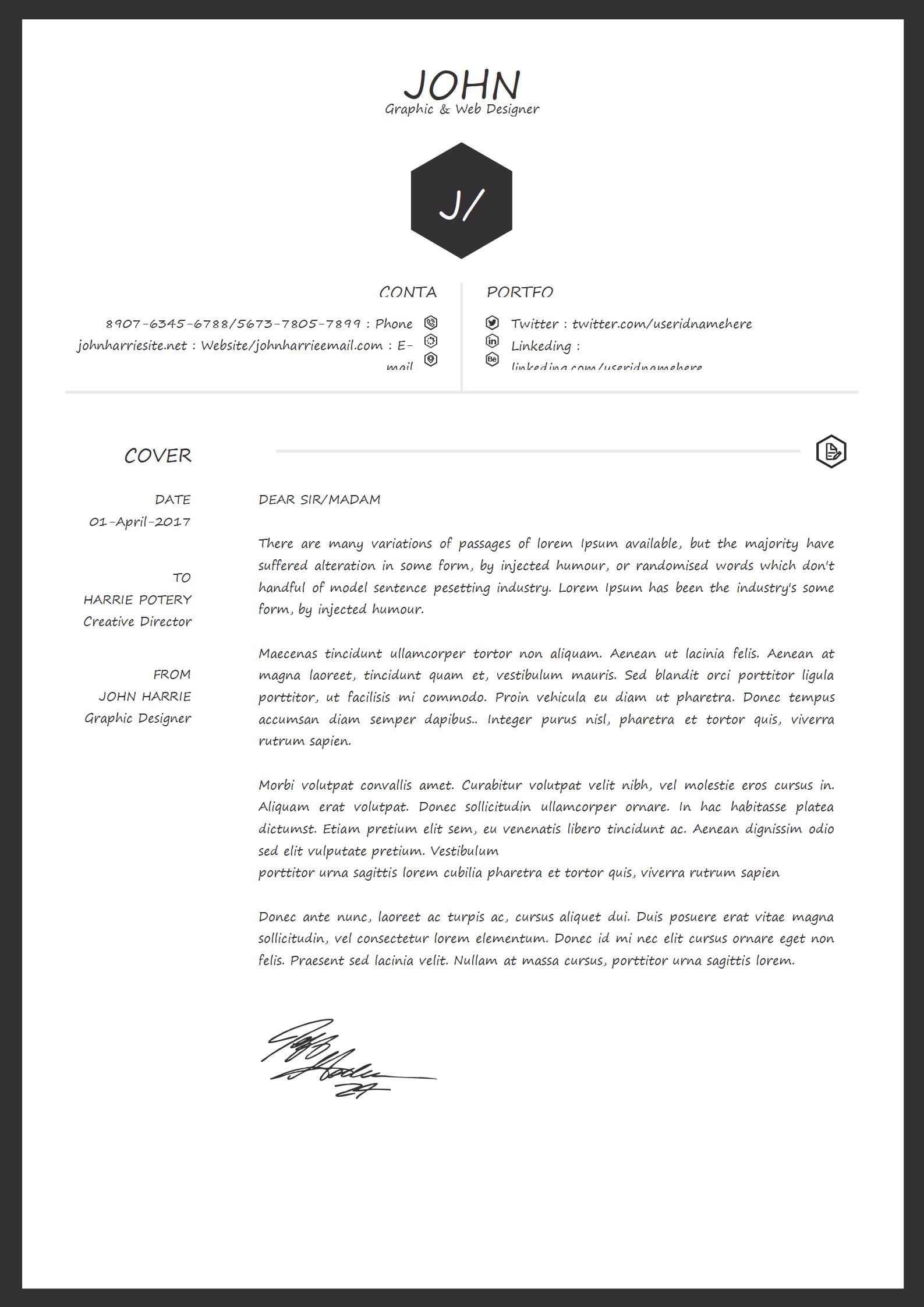 免费白色清爽英文简历模板