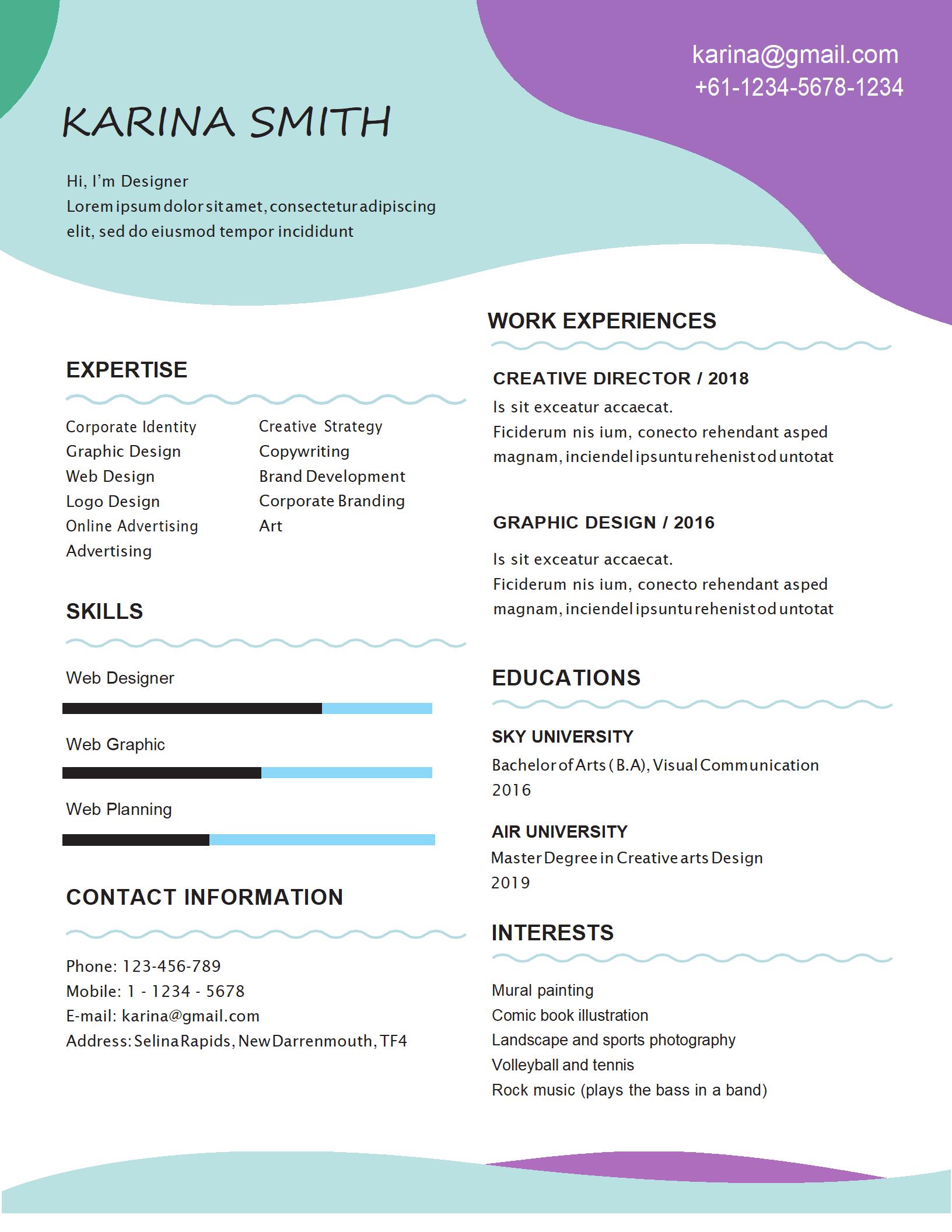 工程师免费英文简历模板1