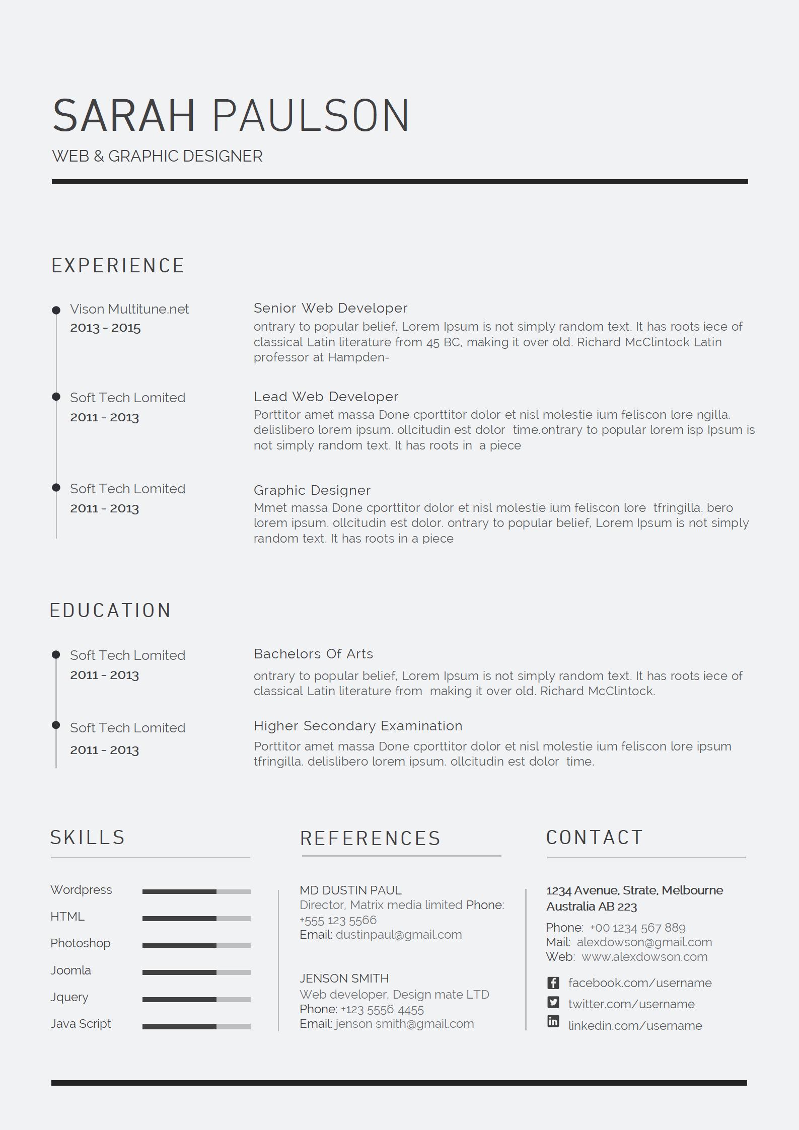 会计师专享！免费财务英文简历模板（稳重蓝）