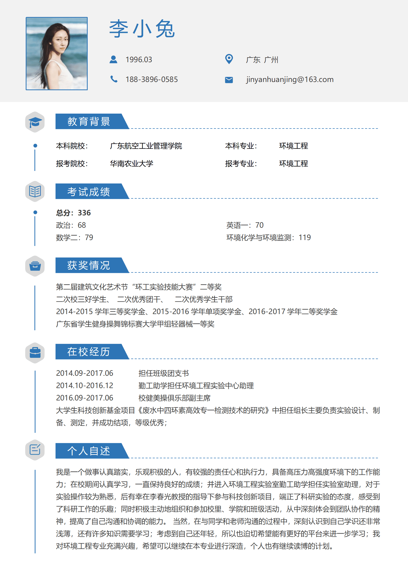 医学研究生简历模板免费