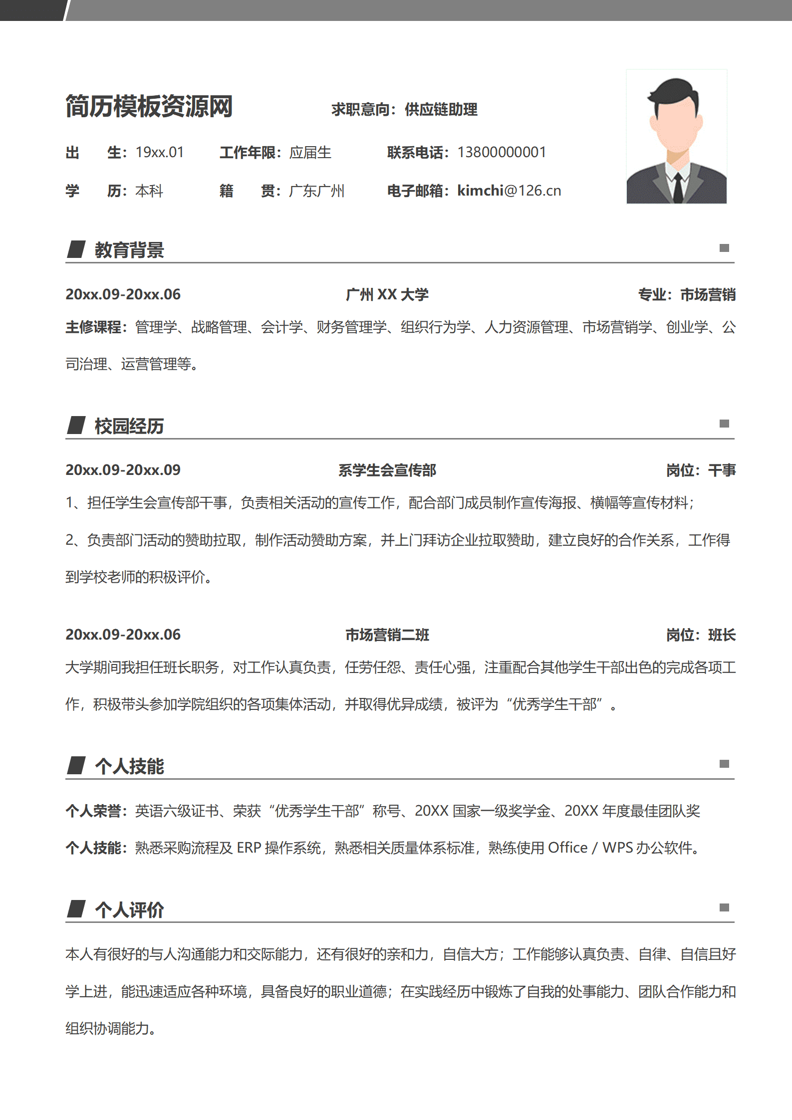 供应链海外求职简历模板