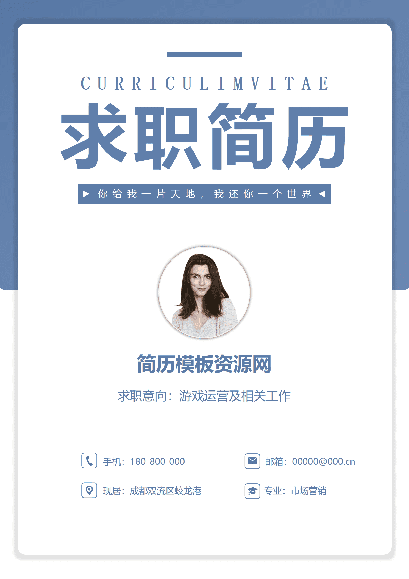 游戏运营管理简历模板