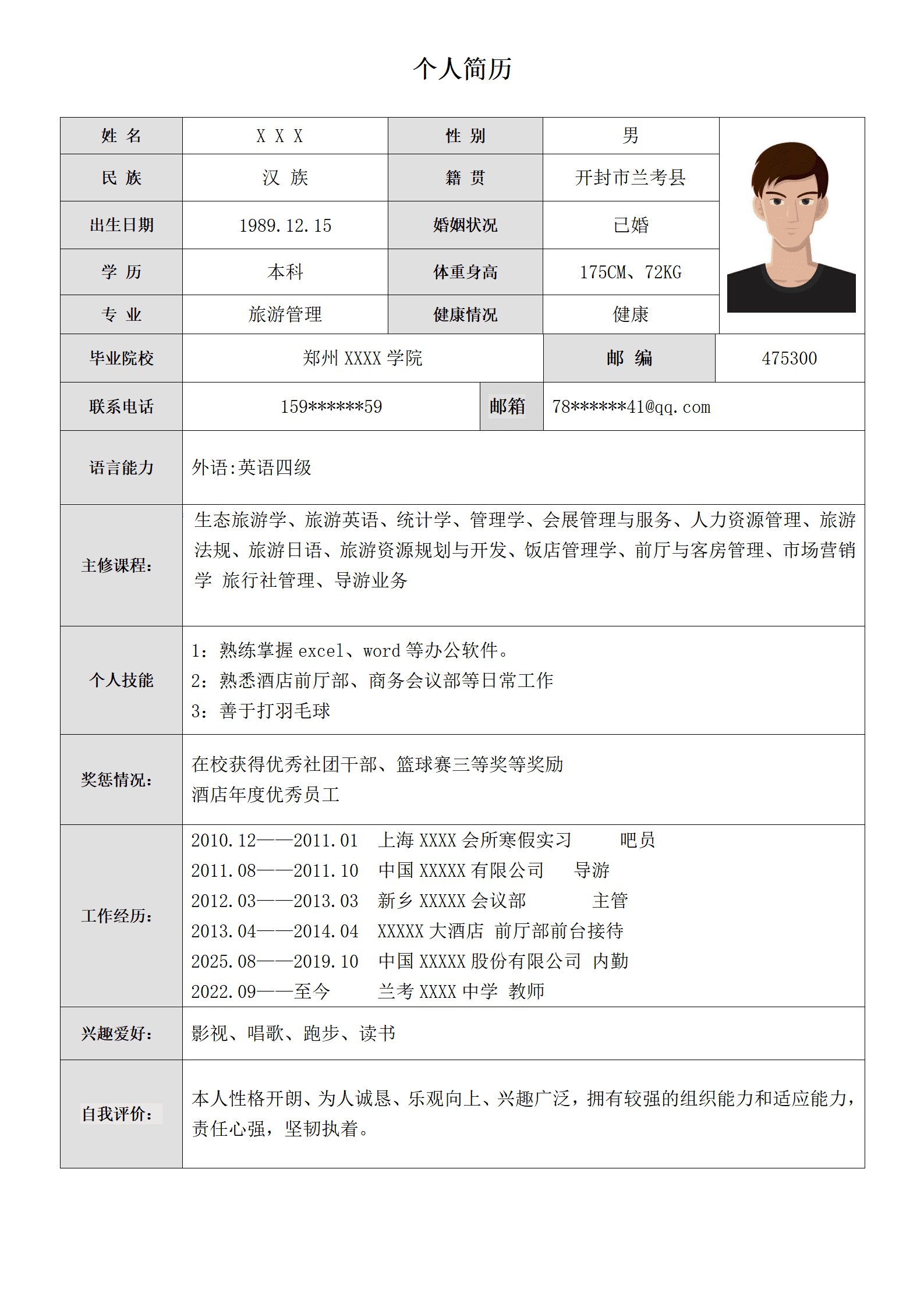 行政管理内勤管理类岗位求职简历模板