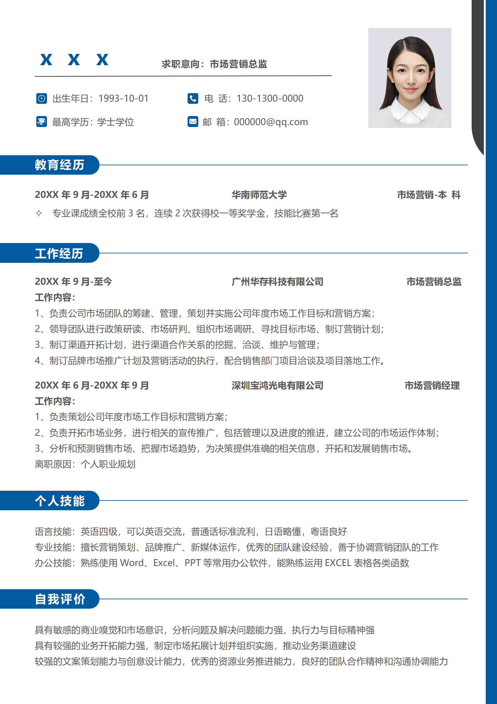 技术销售简历模板