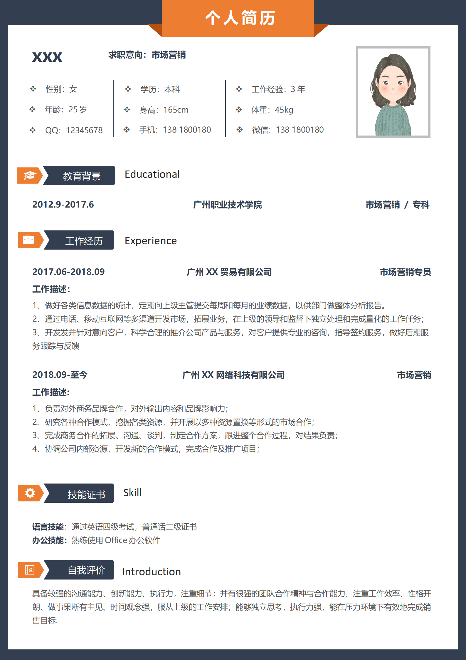 房地产销售专员简历模板