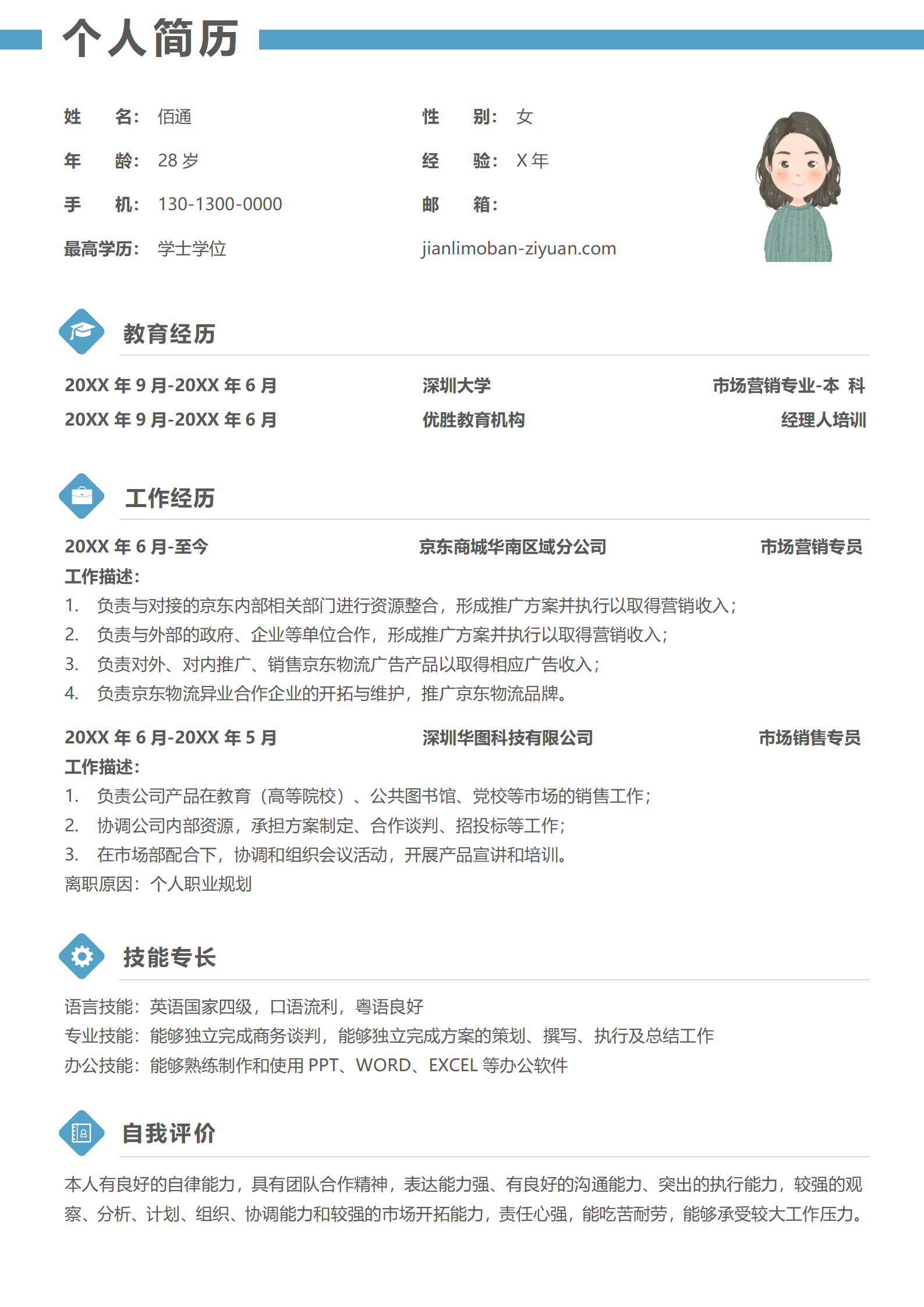 商业地产销售顾问简历