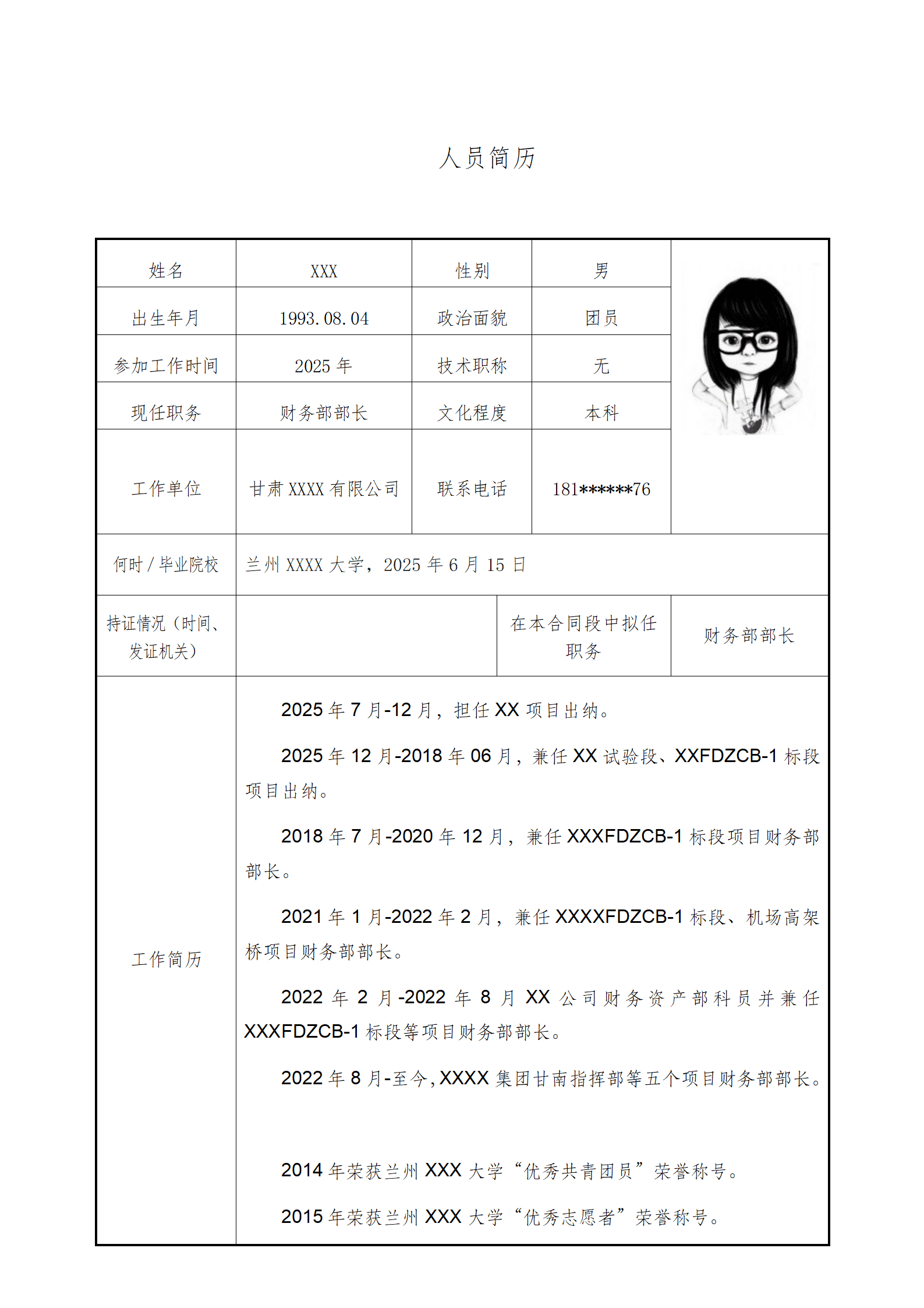 财务管理统计类岗位求职简历模板