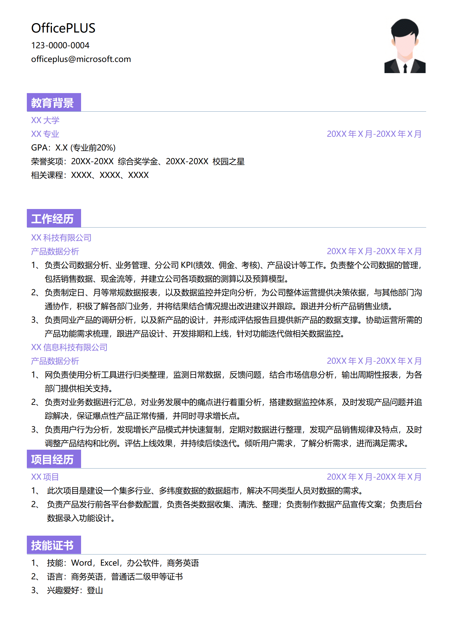 业务管理简历模板 预算模型搭建经验