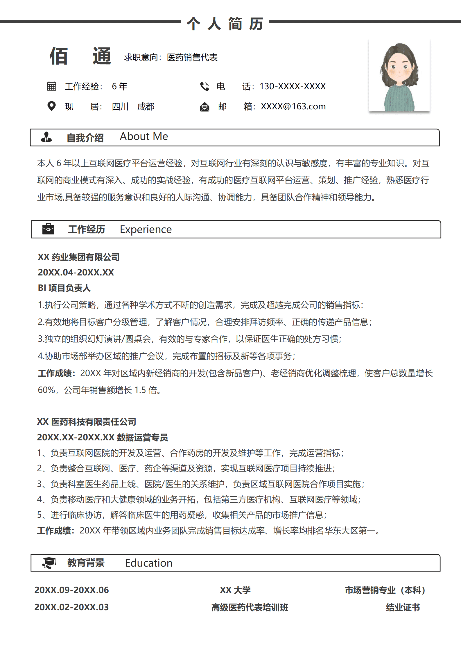 医护医药相关岗位简历模板