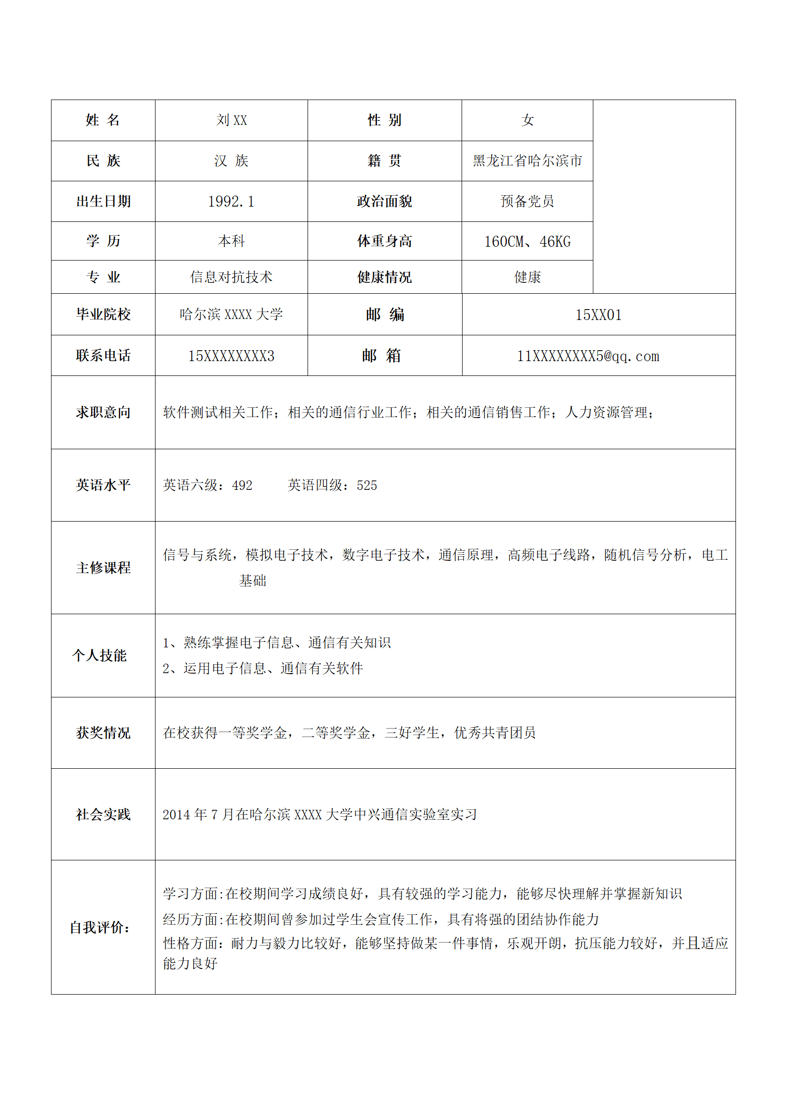 包含详细工作经历描述的简历模板