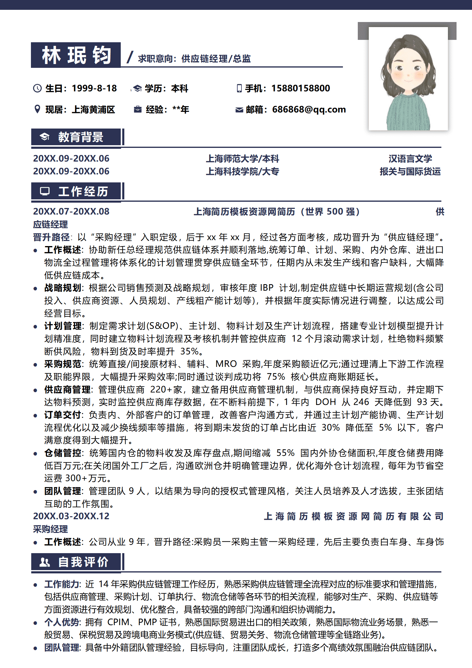 供应链总监模板简历